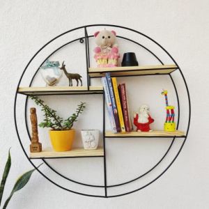 Black Metal Round Decorative Wall Self