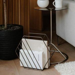 Black Stainless Steel Hexagonal Magazine Holder