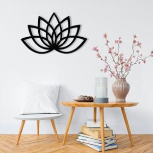 Black Home Decor Lotus Flower Metal Wall Art