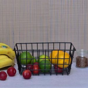 Rectangular Black Metal Wire Multipurpose Storage Basket