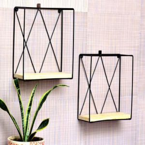 Set OF 2 Square Designer Metal Wall Shelf