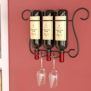 Stylish Wall Hanging Metal Wine Bottle Holder