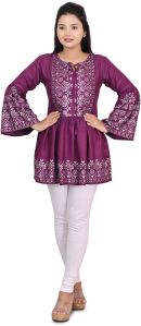 Women Cotton Bell Sleeves Printed Tunics