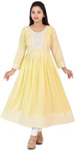 Women\'s Cotton Embroidered Flared Anarkali Kurta Set