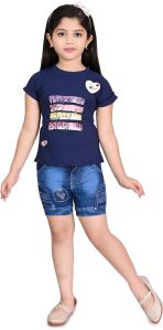 Girls Cotton Top and Denim Shorts