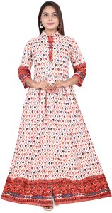 Women Off White Printed Maxi Dress