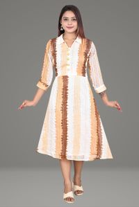 Women\'s Cotton Casual Wear Striped Kurti