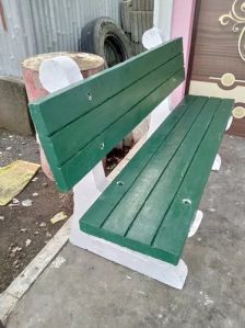 3 Seater Green & White Cement Bench