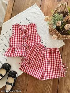 Baby Girls Red White Checkered Dress