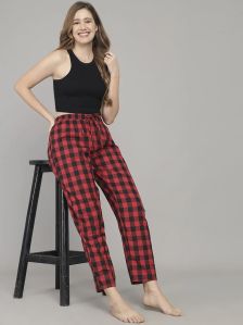 Women Black &AMP; Red Cotton Checkered Pyjama