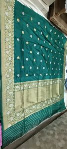 Bottle Green Zari Butti Banarasi Silk Saree