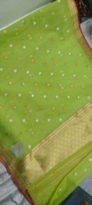 Green Golden Zari Border Organza Silk Saree