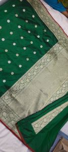 Green Embroidered Zari Beads Handwoven Silk Saree