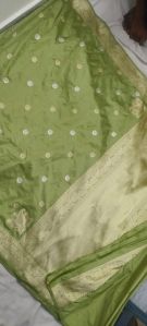 Pista Green Butti Zari Banarasi Silk Saree
