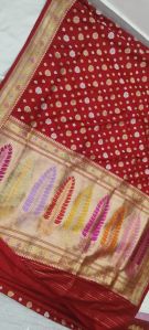 Red Embroidered Cotton Silk Saree