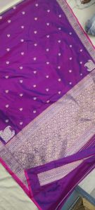 Royal Purple Wedding Zari Beads Silk Saree
