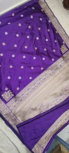 Royal Purple Wedding Zari Beads Silk Saree