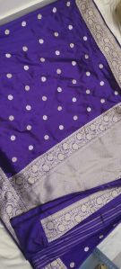 Royal Purple Wedding Zari Beads Silk Saree