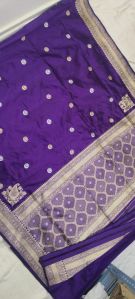 Royal Purple Wedding Zari Beads Silk Saree