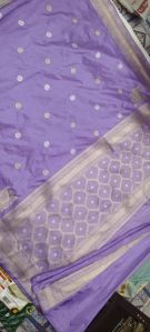 Lavender Zari Border Soft Silk Saree