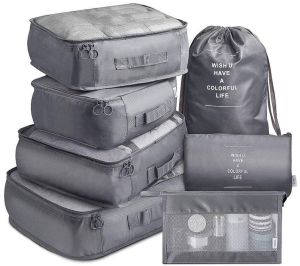Grey Polyester Foldaing Travel Bag Sets