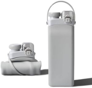 Grey Silicone Folding Water Bottle
