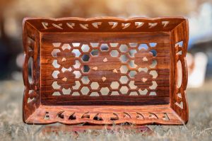 Handcrafted Sheesham Wood Decorative Serving Tray