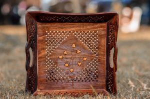 Polished Wooden Sheesham Wood Tray