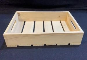 Wooden Beige Rectangular Stripped Serving Tray