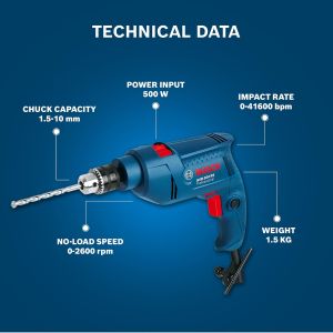 Bosch GSB 500 Re Corded Impact Drill Kit Set OF 100 Pcs