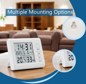 Themisto TH-HTC6 Digital Hygrometer Thermometer With Clock LCD Display
