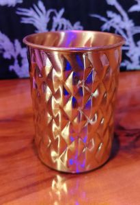 Handcrafted Embossed Copper Drinking Glass