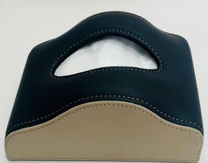 Skoda Car Shape Blue and Beige PU Leather Tissue Box