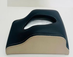 Car Shape Blue and Beige PU Leather Tissue Box
