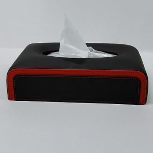 Black and Red PU Leather Rectangular Tissue Box