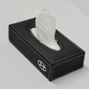 Honda Black Rectangular PU Leather Tissue Box