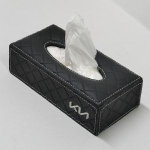 Kia Black PU Leather Rectangular Tissue Box
