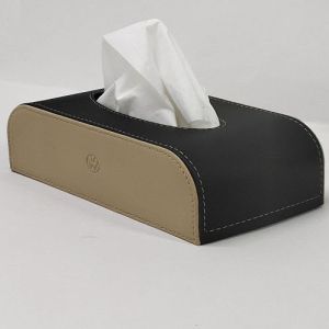 Volkswagen Black and Beige PU Leather Tissue Box