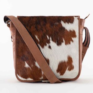 Designer Brown Leather Messenger Bag