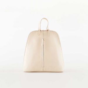 Ladies Cream Leather Backpack Bag
