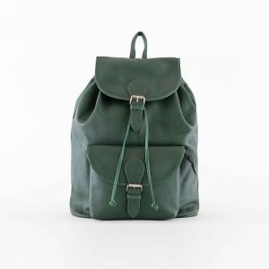Ladies Green Leather Backpack Bag