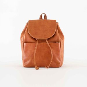 Ladies Orange Leather Backpack Bag