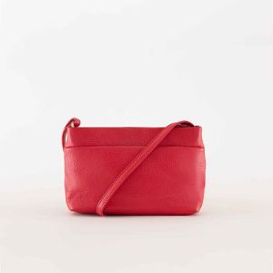 Ladies Plain Red Leather Sling Bag