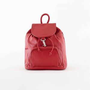 Ladies Red Leather Backpack Bag