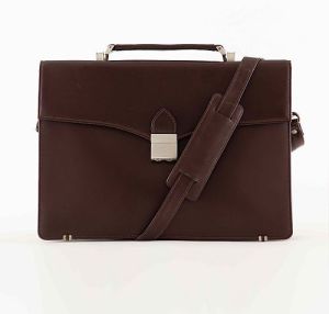 Unisex Reddish Brown Leather Portfolio Bag