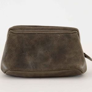Zipper Plain Leather Pouch Bag
