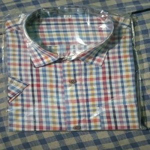 Multicolor Half Sleeve Cotton Check Shirt