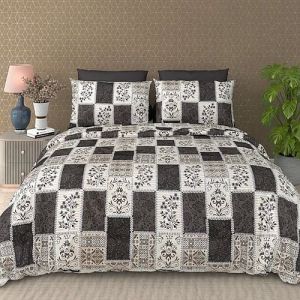 Porcine Print Cotton Satin Queen Size Bedsheet Set