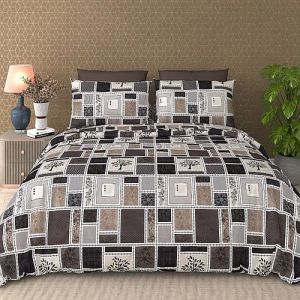 Porcine Print Cotton Satin Queen Size Bedsheet Set