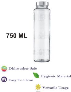 750ml Transparent Glass Water Bottle Set